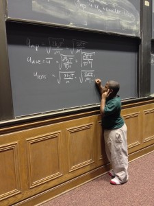 George taking in the equations at the University of Chicago.